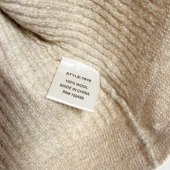 Amour Vert Light Taupe Wool Ribbed Knit Open Front Cardigan Sweater Small S - Picture 5 of 6